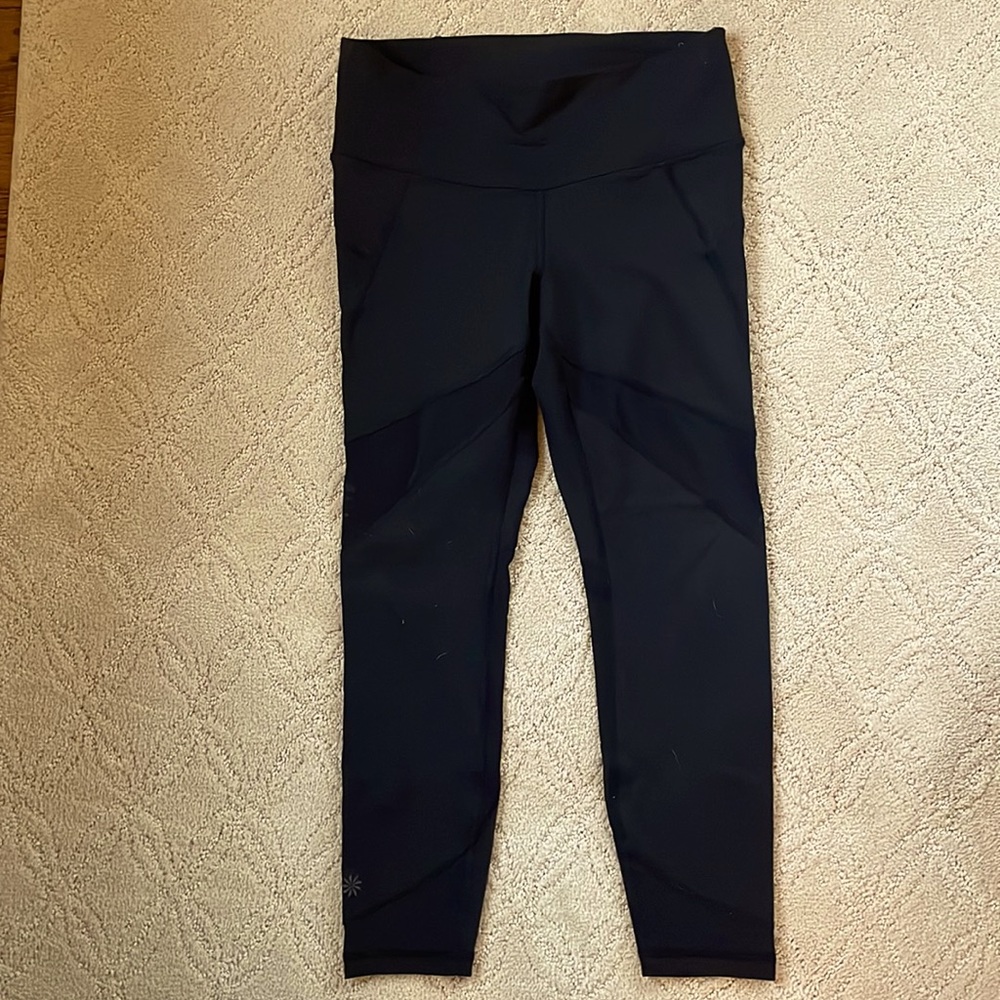 Athleta black leggings with mesh panel in excellent condition size PS